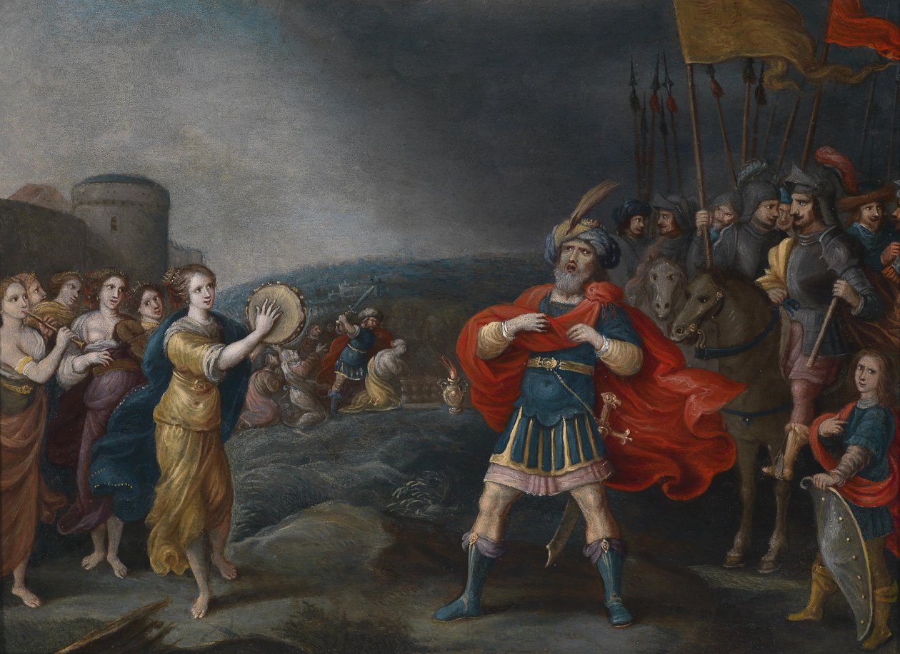 Der siegreiche Feldherr Jephta begegnet seiner Tochter tekijältä Hieronymous Francken III
