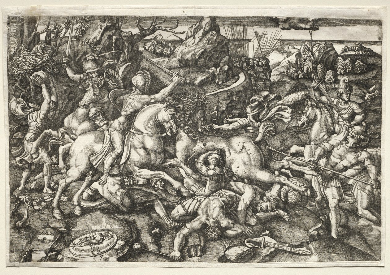 Taistelu ratsumiesten välillä, 1523. tekijältä Hieronymous Hopfer