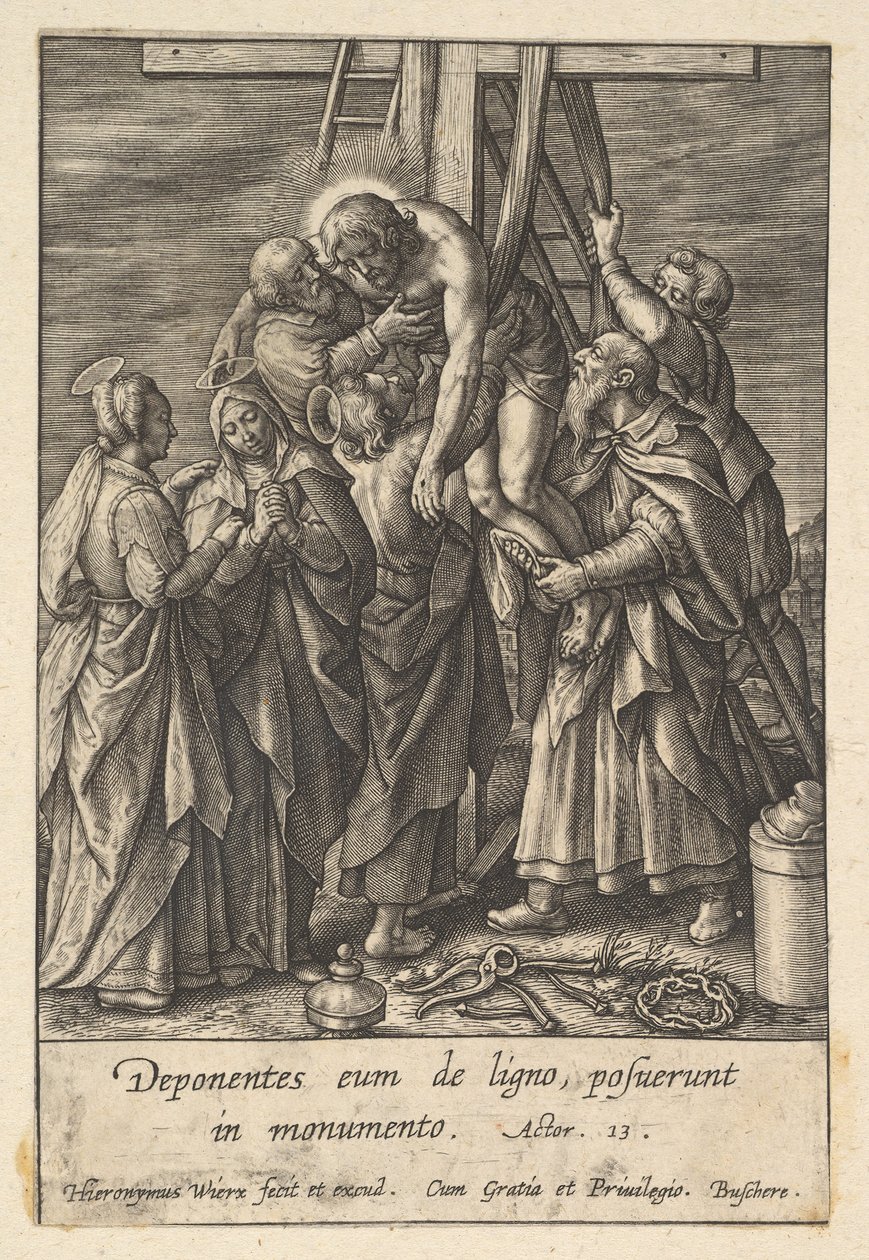 Laskeutuminen ristiltä, ennen vuotta 1619. tekijältä Hieronymous Wierix