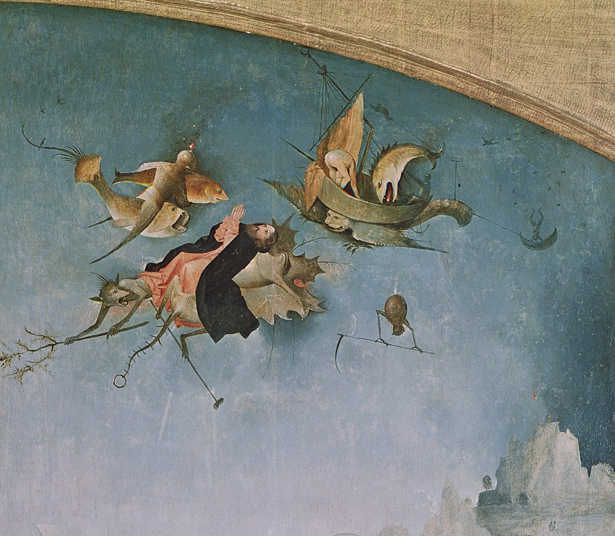 Yksityiskohta vasemmanpuoleisesta paneelista, Pyhän Antoniuksen kiusauksen triptyykistä (yksityiskohta 159327) tekijältä Hieronymus Bosch