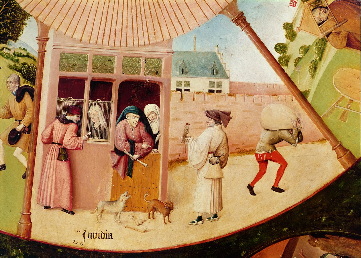 Kateus, yksityiskohta seitsemän kuolemansynnin ja neljän viimeisen asian taulukosta, n. 1480 tekijältä Hieronymus Bosch