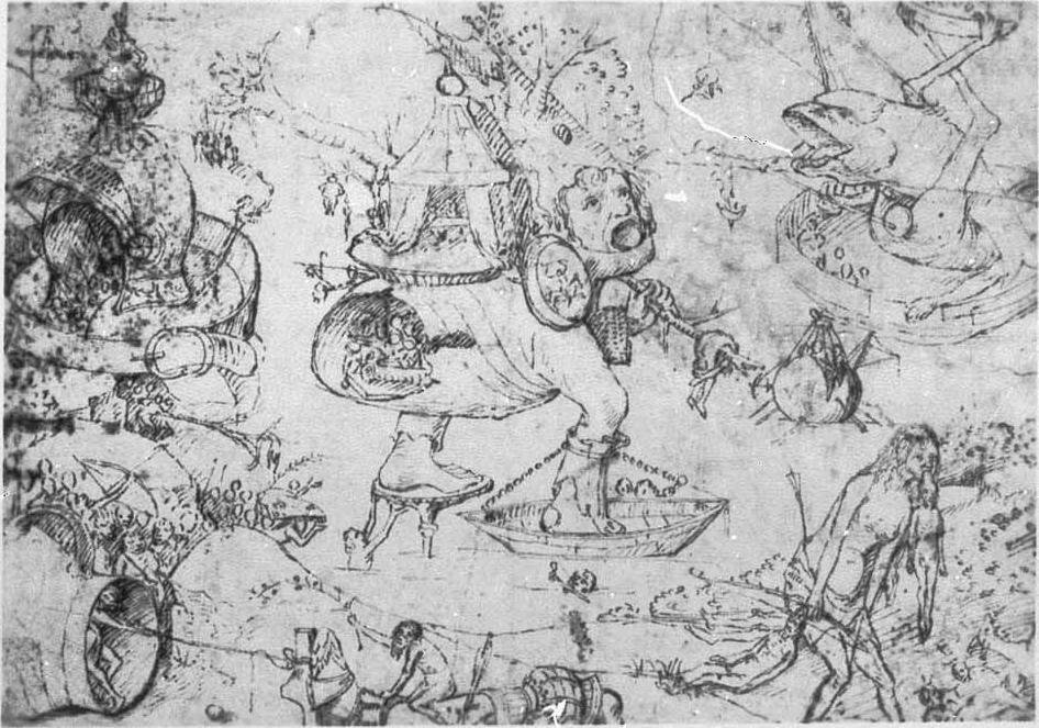 Kohtaus helvetistä parafraasilla maallisen ilon puutarhasta tekijältä Hieronymus Bosch