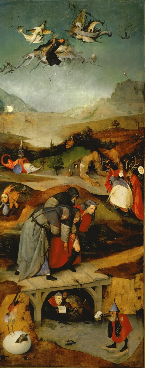 Pyhän Antoniuksen kiusaus (vasen paneeli) (katso myös 821, 35965, 59834, 67838 ja 67839) tekijältä Hieronymus Bosch
