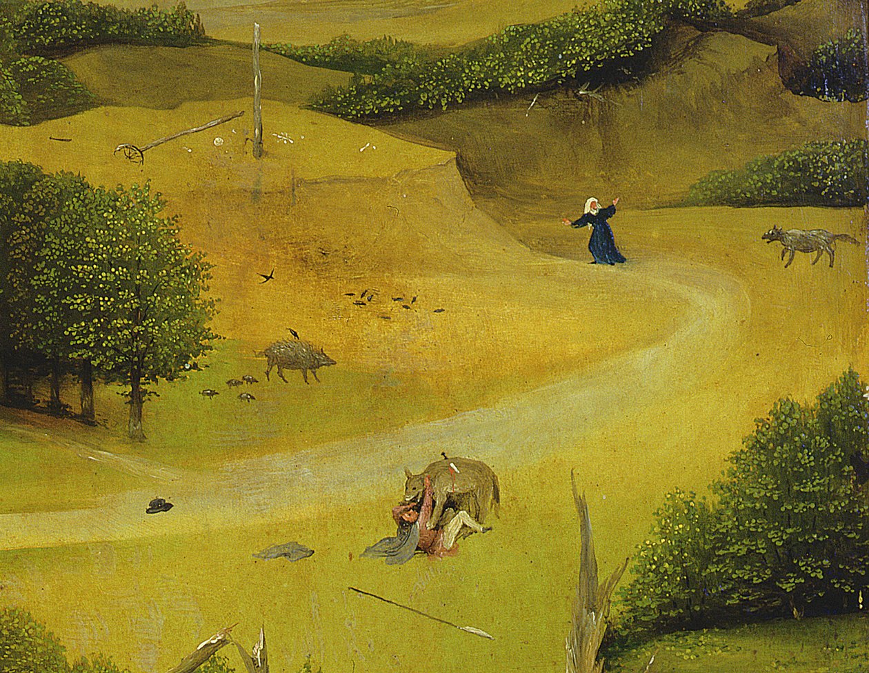 The Adoration of the Magi, yksityiskohta taustahahmoista, 1510 (yksityiskohta 3427) tekijältä Hieronymus Bosch