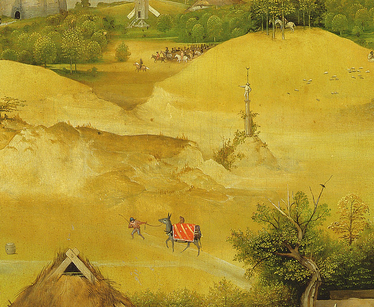 The Adoration of the Magi, yksityiskohta taustahahmoista, 1510 öljytaulun yksityiskohta numerosta 3427 tekijältä Hieronymus Bosch