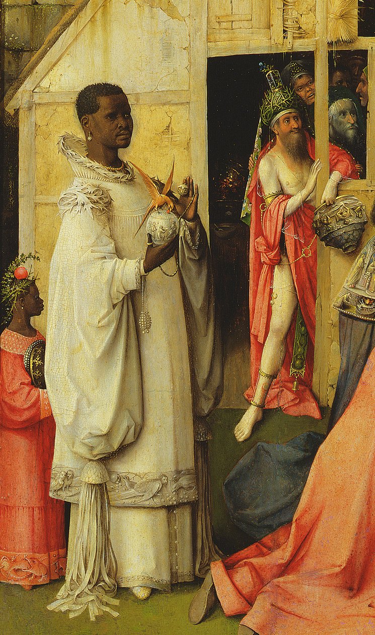 The Adoration of the Magi, yksityiskohta yhdestä kuninkaista, 1510 öljytaulun yksityiskohta 3427 tekijältä Hieronymus Bosch