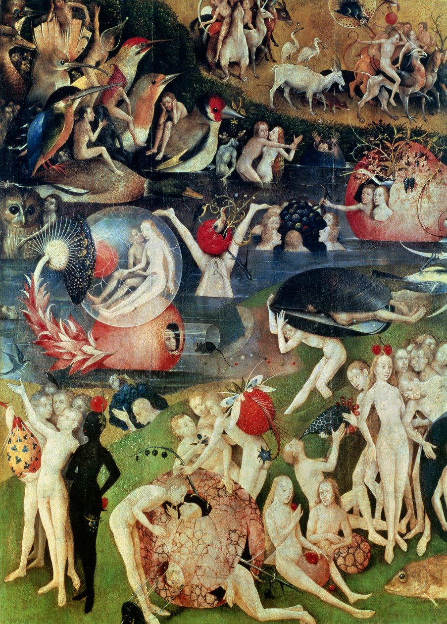 The Garden of Earthly Delights: Allegory of Luxury, yksityiskohta keskuspaneelista, n. 1500 tekijältä Hieronymus Bosch