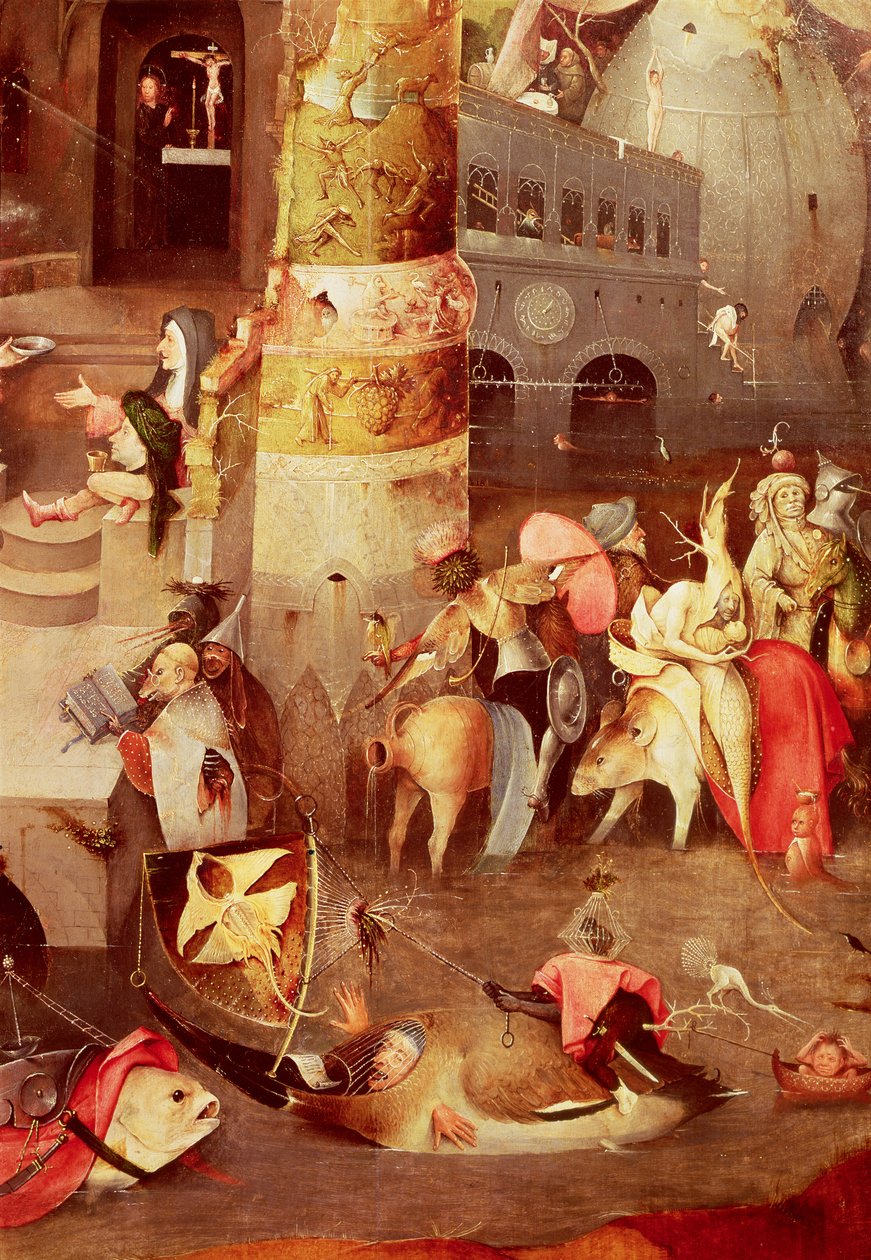Pyhän Antoniuksen kiusauksen triptyykki, yksityiskohta oikeasta alakulmasta tekijältä Hieronymus Bosch