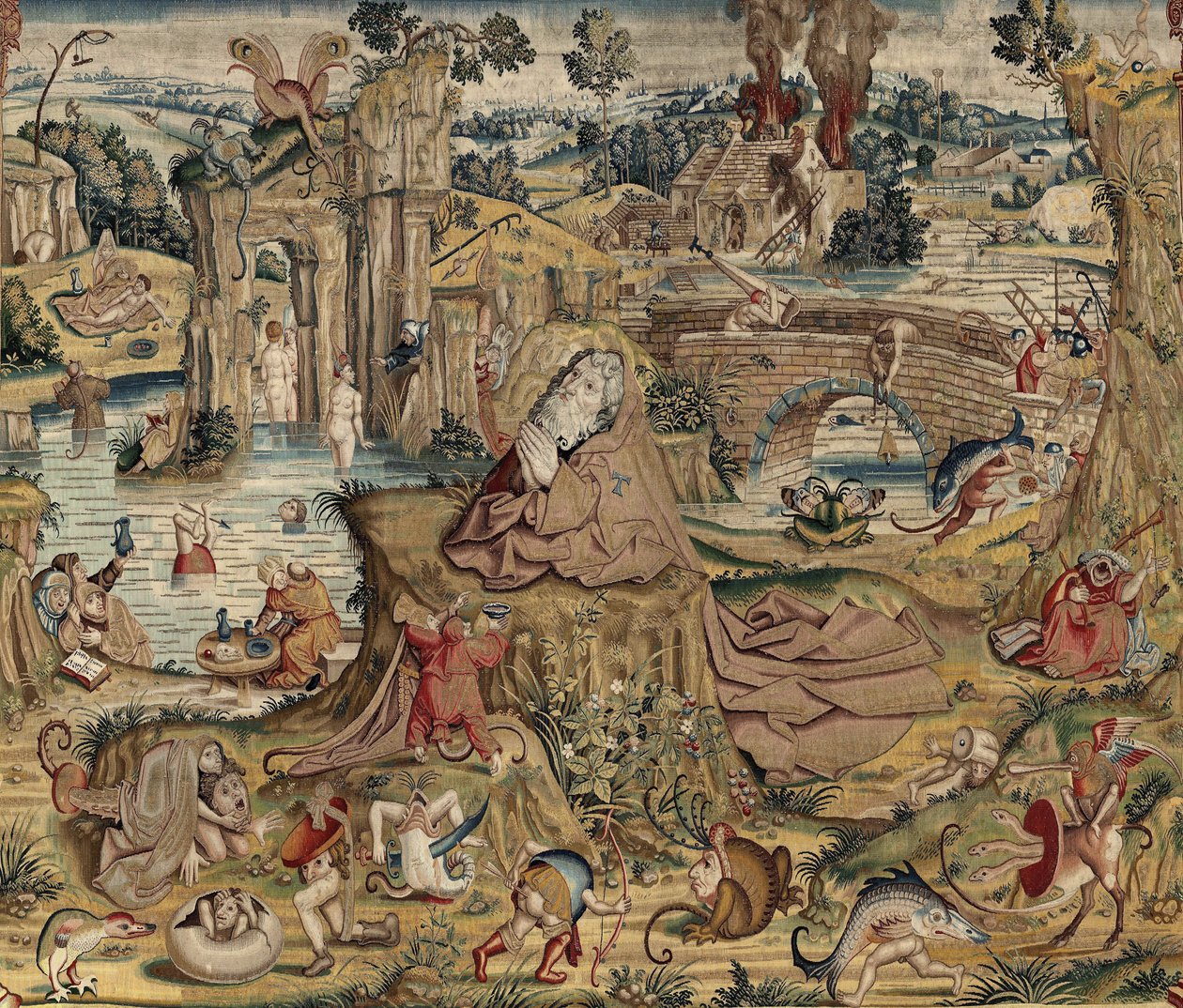 Hieronymus Boschin työn inspiroima kuvakudos, n. 1560 (kulta, hopea, silkki ja villa) tekijältä Hieronymus (after) Bosch