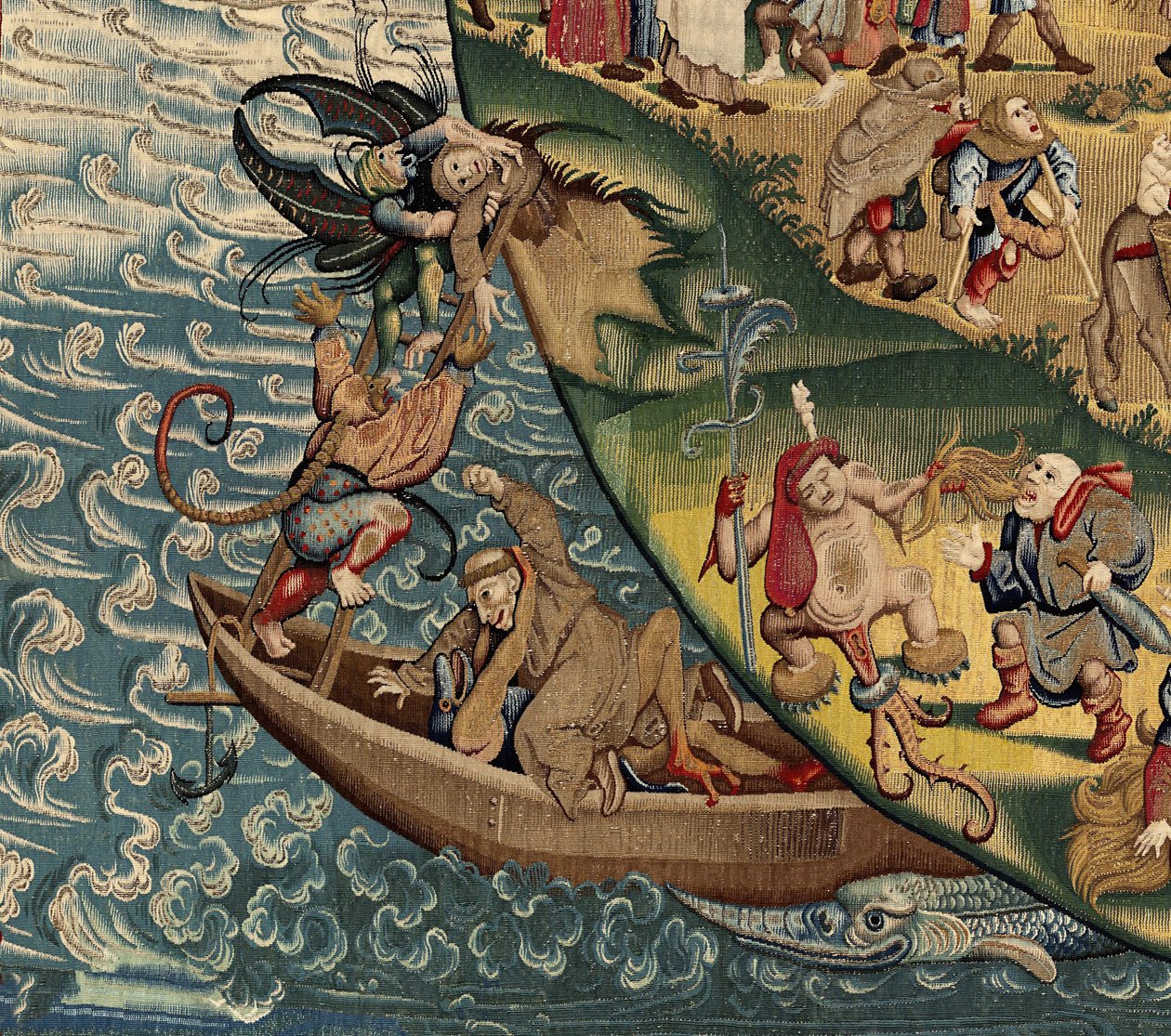 Hieronymus Boschin työn inspiroima kuvakudos, n. 1560 (kulta, hopea, silkki ja villa) tekijältä Hieronymus (after) Bosch