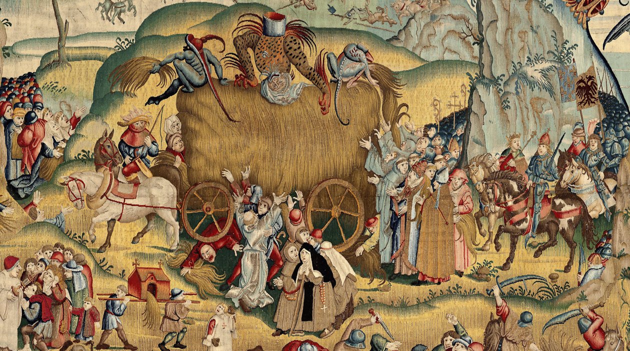 Hieronymus Boschin työn inspiroima kuvakudos, n. 1560 (kulta, hopea, silkki ja villa) tekijältä Hieronymus (after) Bosch