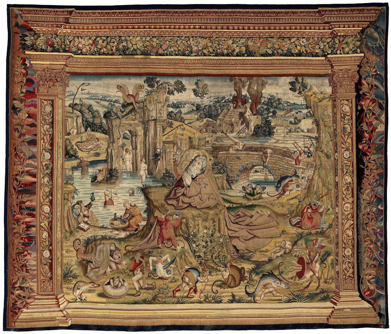 Hieronymus Boschin työn inspiroima kuvakudos, n. 1560 (kulta, hopea, silkki ja villa) tekijältä Hieronymus (after) Bosch