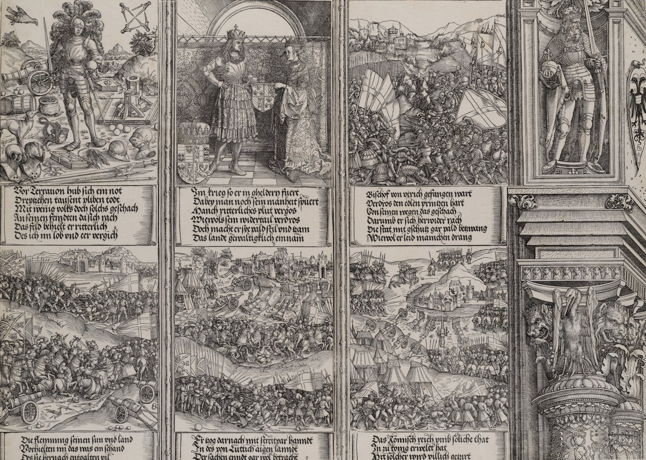 Burgundin Marian kihla, Nuori Maximilian, Taistelu burgundilaisen menestyksen puolesta..., 1515. tekijältä Hieronymus Andreae