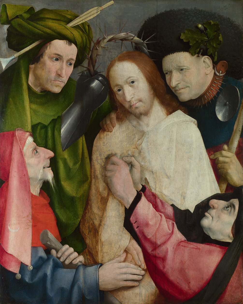 Christ Mocked (The Crowning with Thorns) n. 1490-1500 (öljy paneelissa) tekijältä Hieronymus Bosch