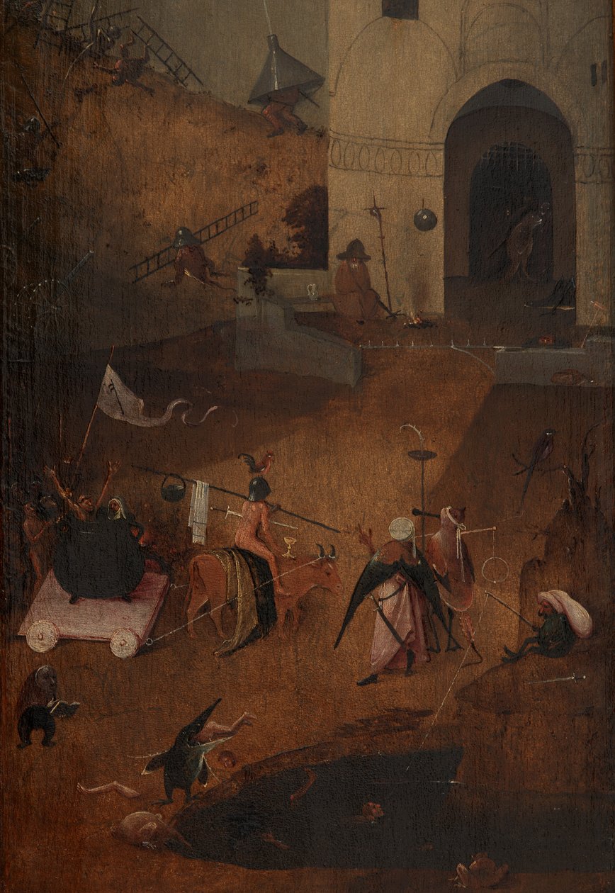 Yksityiskohta viimeisen tuomion oikeasta paneelista (öljy paneelille) tekijältä Hieronymus Bosch