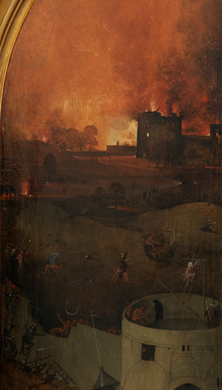 Yksityiskohta viimeisen tuomion oikeasta paneelista (öljy paneelille) tekijältä Hieronymus Bosch