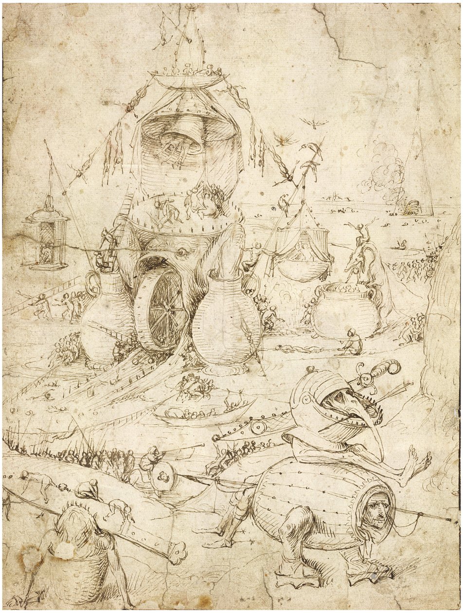 Helvetin maisema par Bosch, Hieronymus (n. 1450-1516). Kynä, ruskea intialainen muste paperille, n. 1500, yksityinen kokoelma tekijältä Hieronymus Bosch