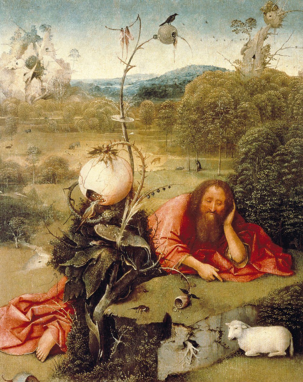 "" Pyhä Johannes Kastaja torkkui luonnossa "" Hieronymus Van Aekenin (Aken) maalaus sanoo Jerome Bosch (1450-1516) 1504-1505 Madrid. Lazaro Galdianon säätiö tekijältä Hieronymus Bosch