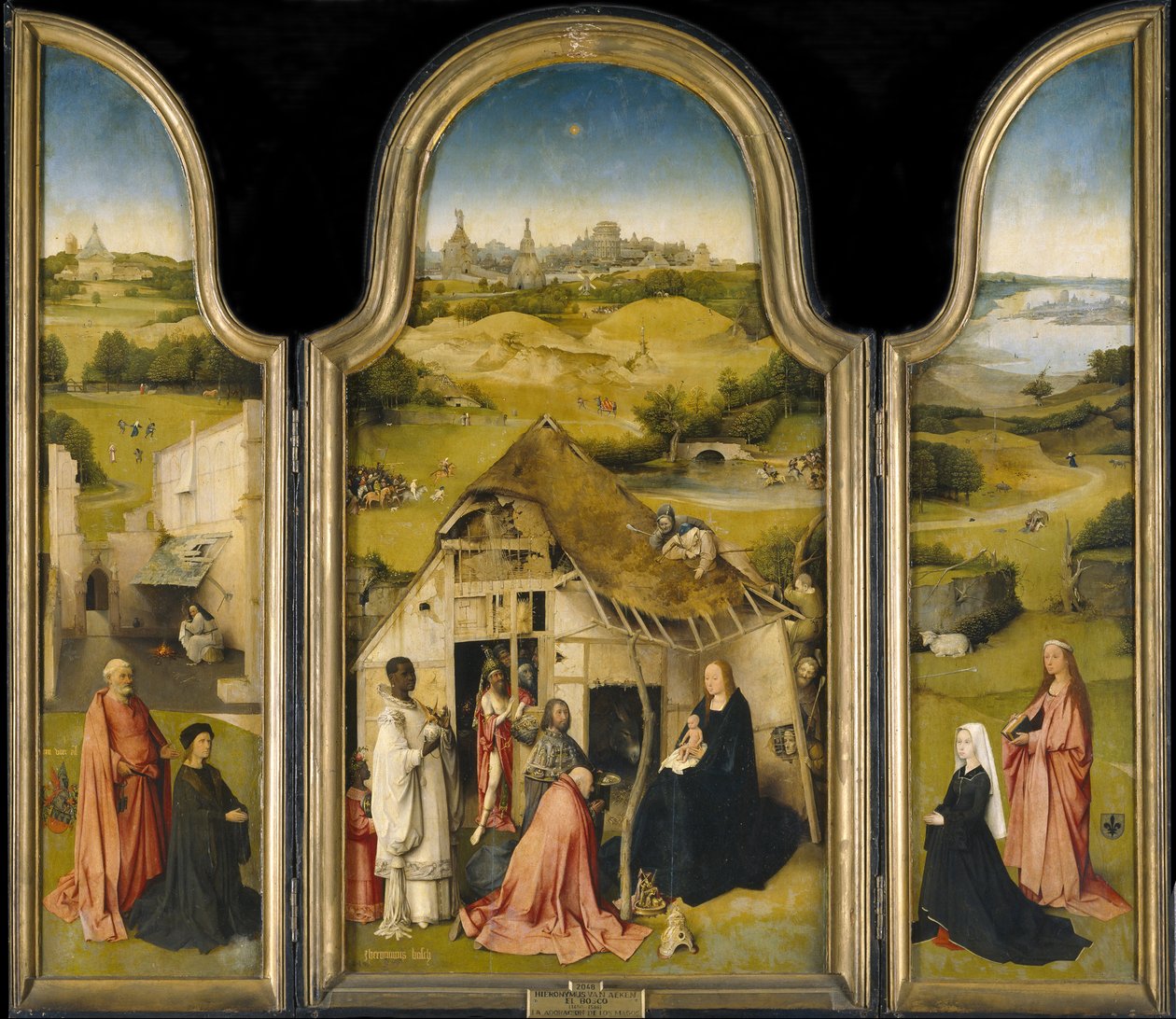 Kuninkaiden palvonta, n. 1495 tekijältä Hieronymus Bosch