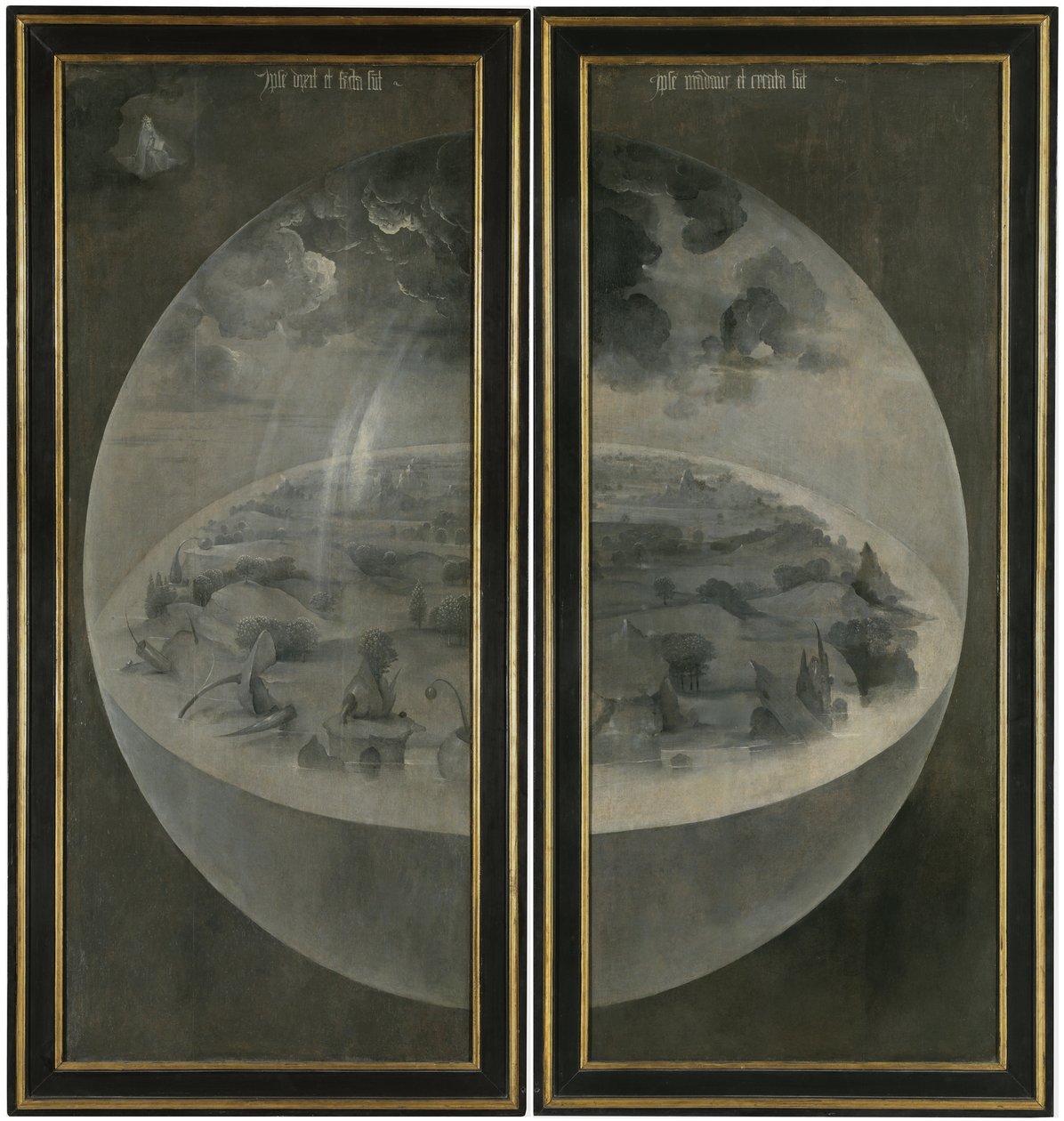 Maallisten ilojen puutarha. Triptyykki, kääntöpuoli: Luominen tekijältä Hieronymus Bosch