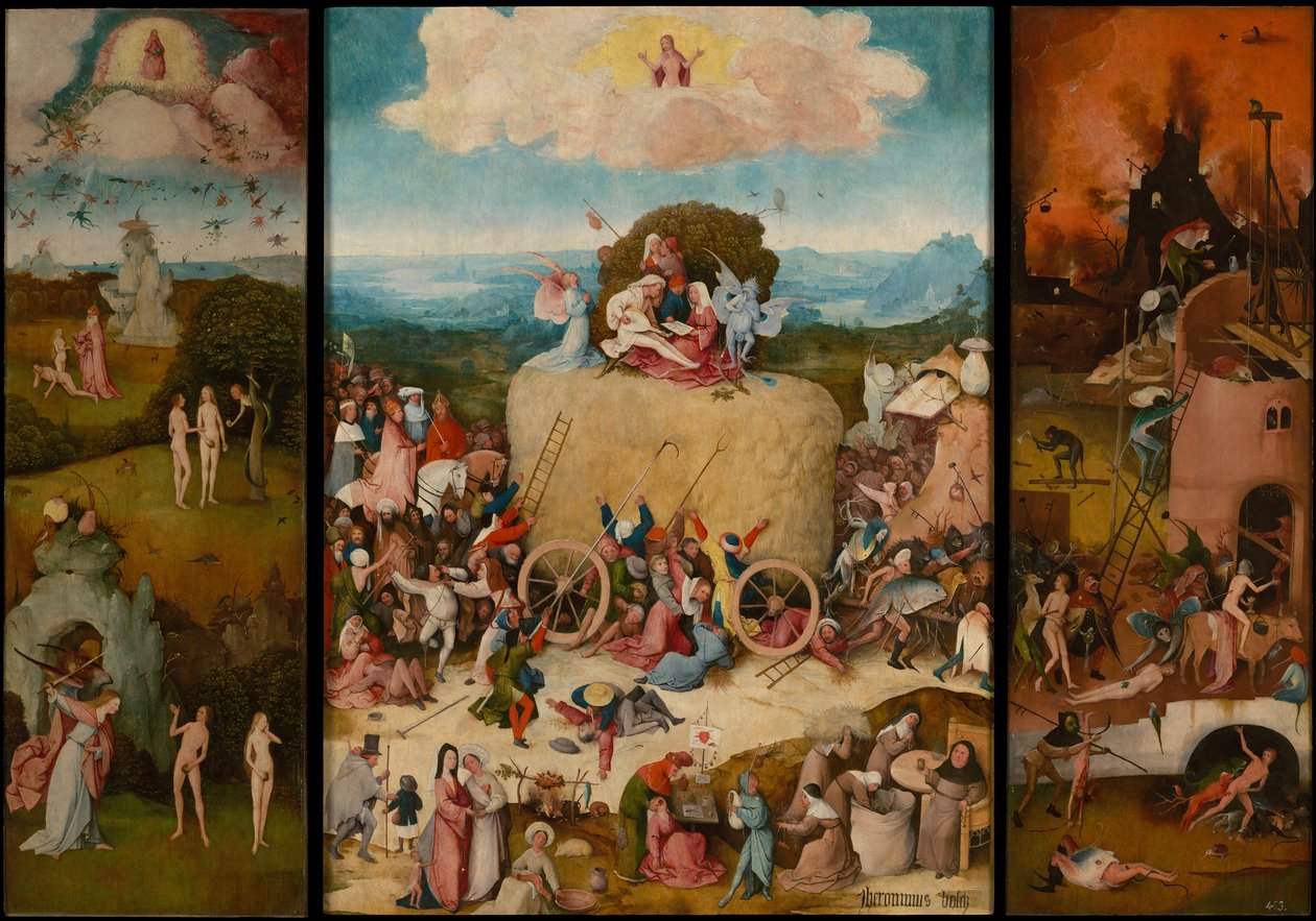 Haywainin triptyykki, n. 1516. tekijältä Hieronymus Bosch