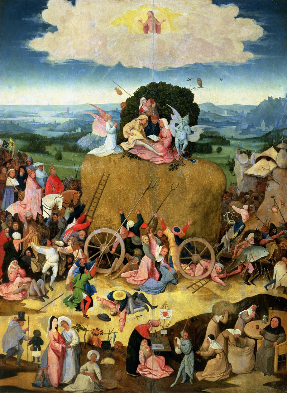 Haywain: triptyykin keskipaneeli, n. 1500 tekijältä Hieronymus Bosch