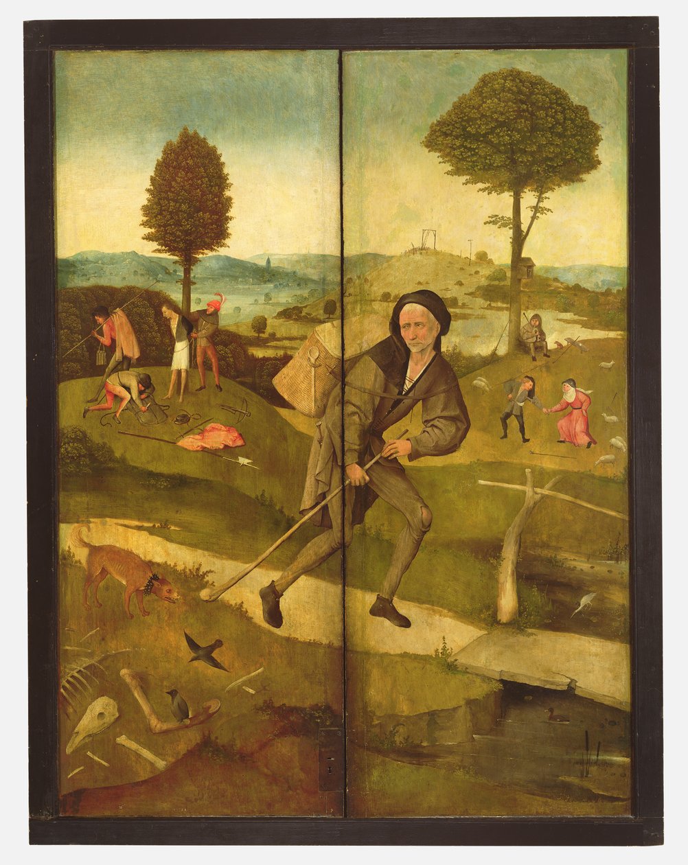 Haywain, suljetut paneelit näyttävät jokamiehen kävelevän elämän polkua tekijältä Hieronymus Bosch