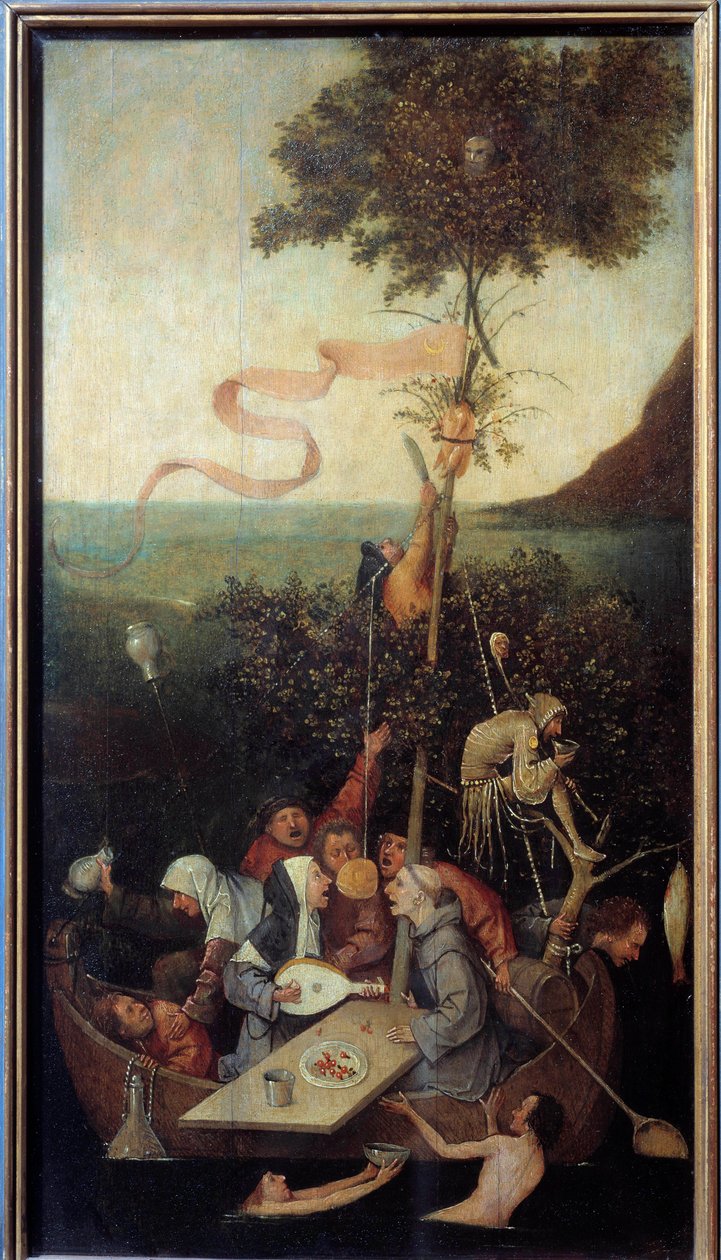 Humalaisten hullujen ryhmän hullun kohtauksen nave. Hieronymus Van Aekenin (Aken) maalaus, Jerome Bosch (1450-1516) tekijältä Hieronymus Bosch