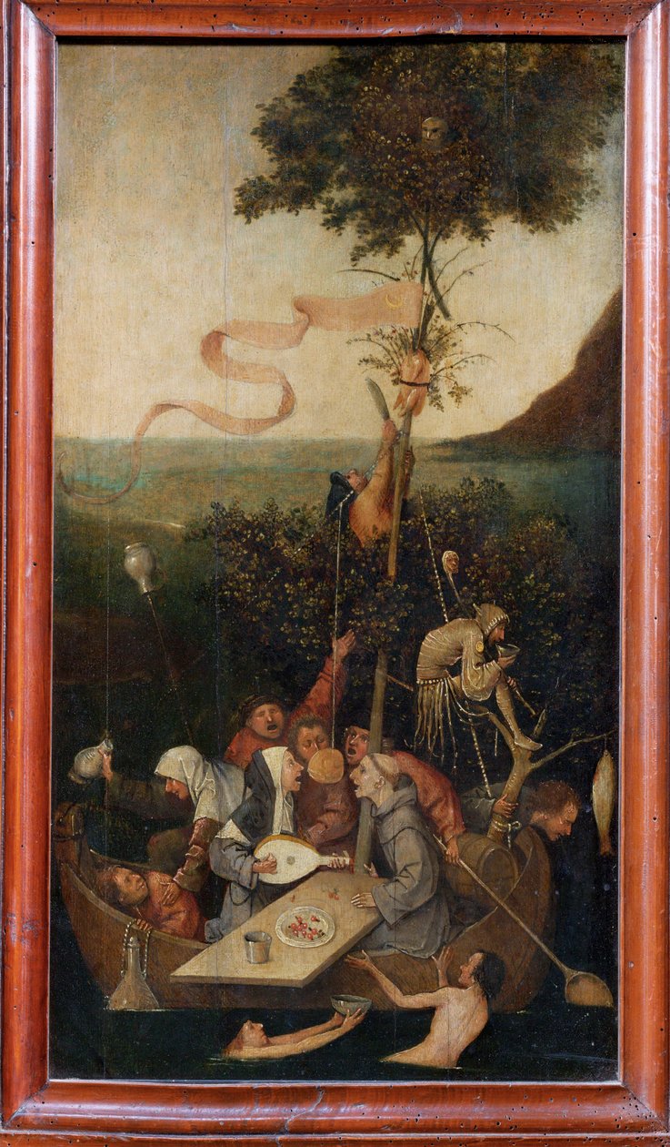 Narrien laiva, noin 1500 (maalaus puulle) tekijältä Hieronymus Bosch
