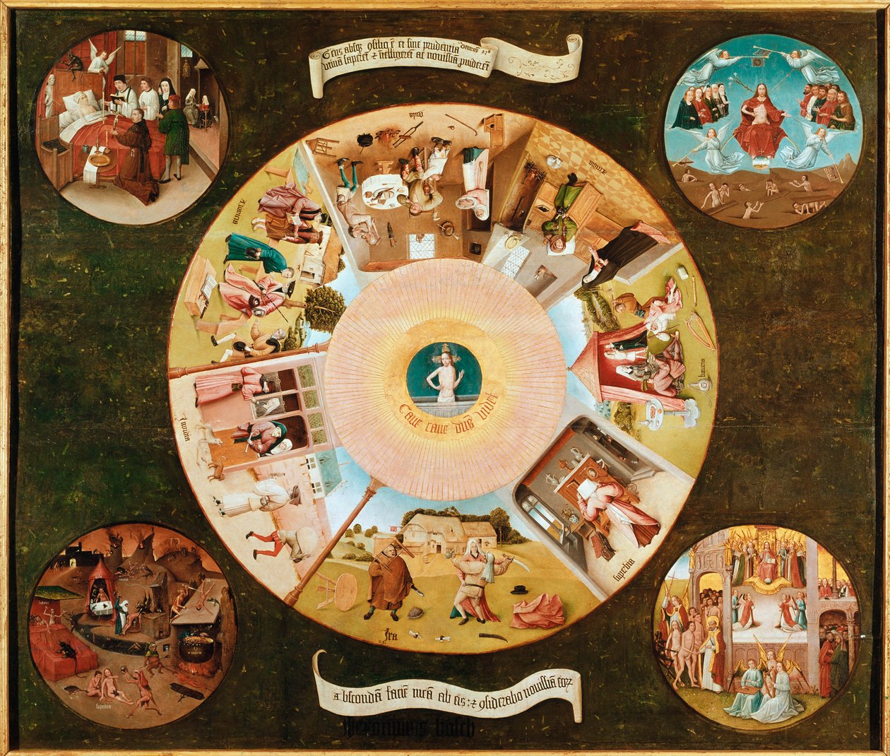 Seitsemän pääkaupungin kalastuksen taulukko (öljy paneelissa tekijältä Hieronymus Bosch