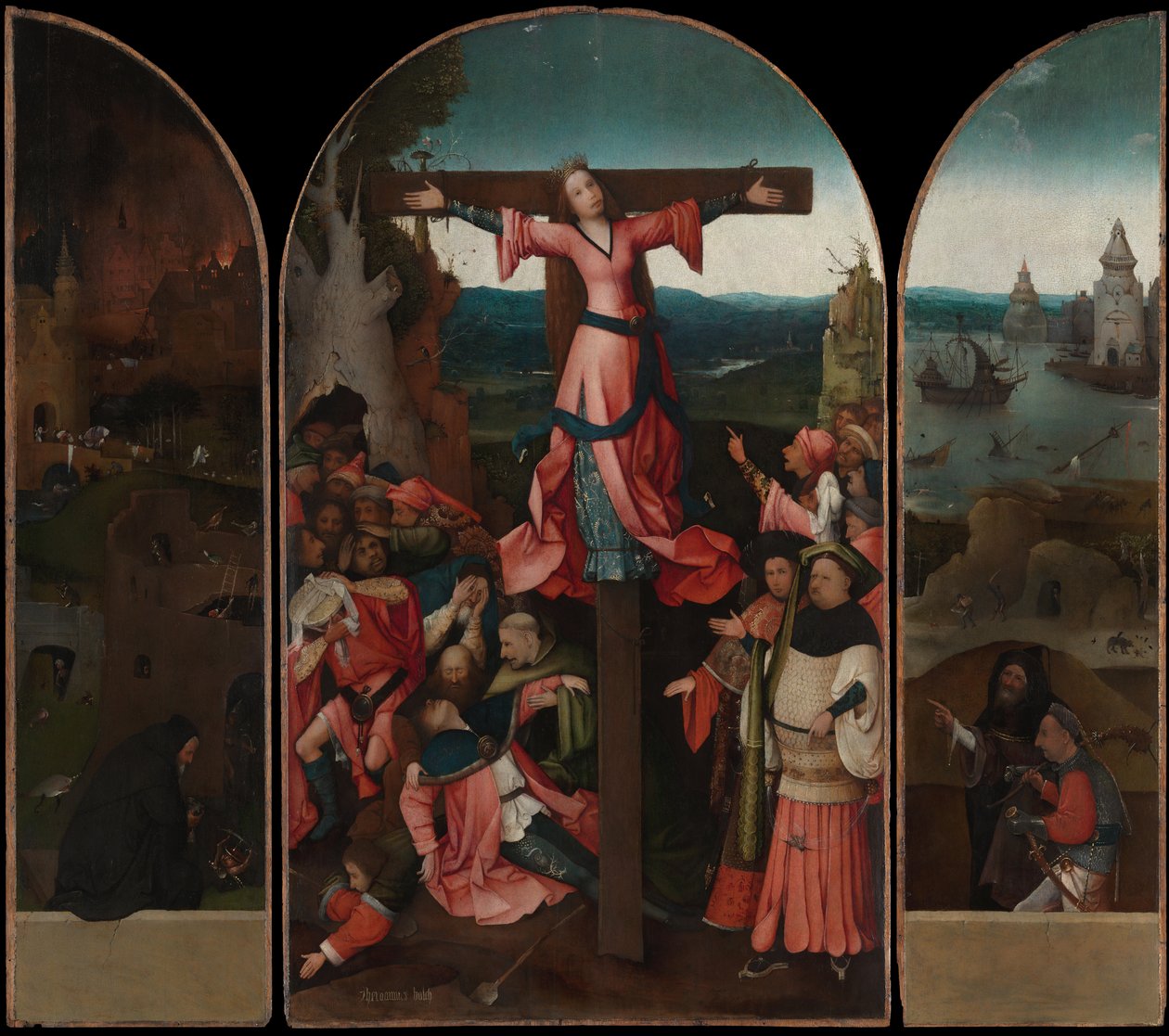 Ristiinnaulitun marttyyrin triptyykki tekijältä Hieronymus Bosch