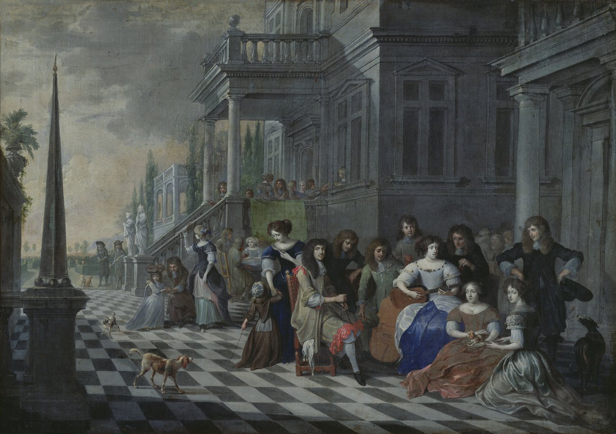 Hahmot musiikkia palatsin edessä, 1672 tekijältä Hieronymus Janssens