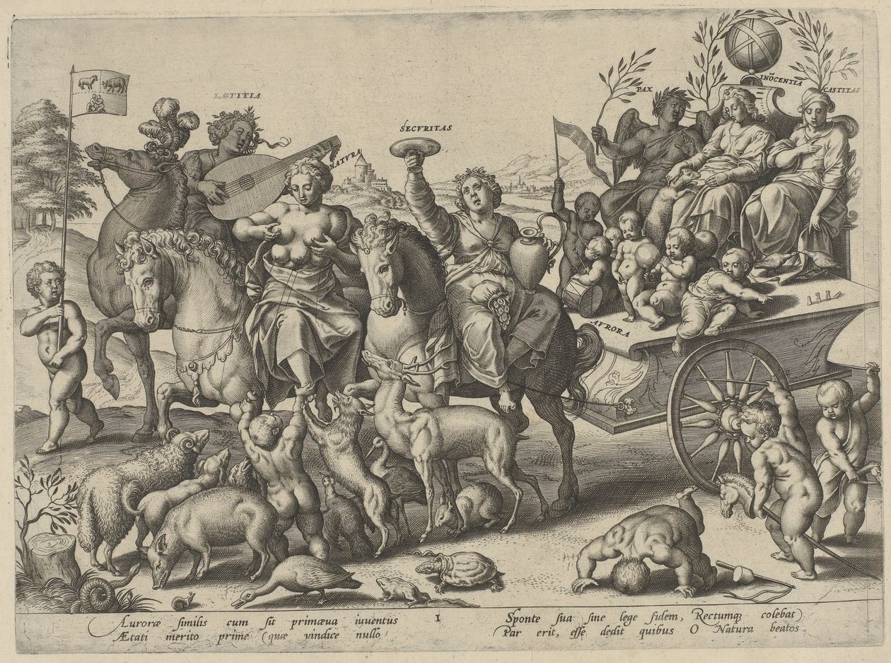 lapsuus The Four Ages of Man and Death (sarjan nimi) tekijältä Hieronymus Wierix