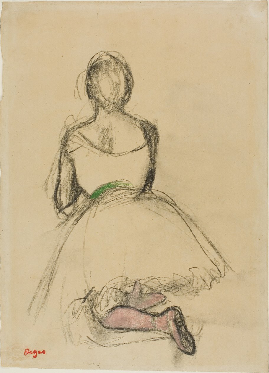 Polvistuva tanssija takaapäin katsottuna tekijältä Hilaire Germain Edgar Degas