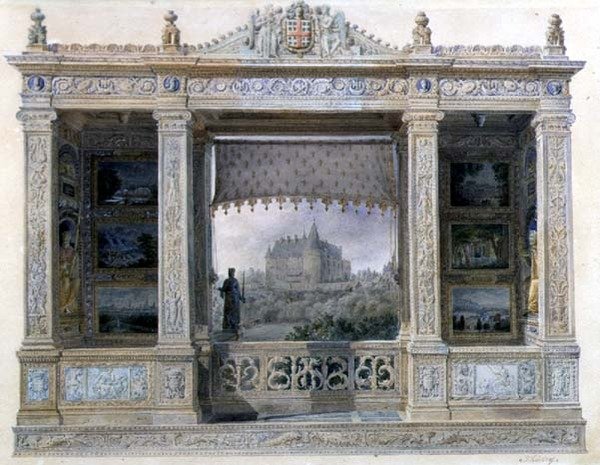 Chateau Chatillon-Coligny-Montmorency, n.1820 (vesiväri paperille) tekijältä Hilaire Thierry