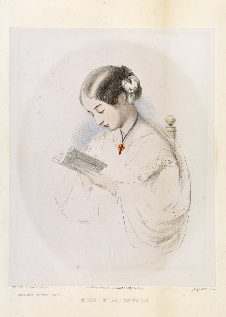 Florence Nightingale, kaiverrus R.J. Lane, pubi. vuonna 1854 tekijältä Hilary Bonham-Carter