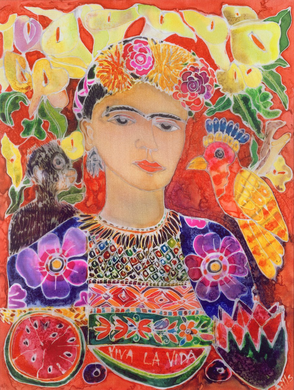 Respects to Frida Kahlo, 2002 (värillinen muste silkille) tekijältä Hilary Simon