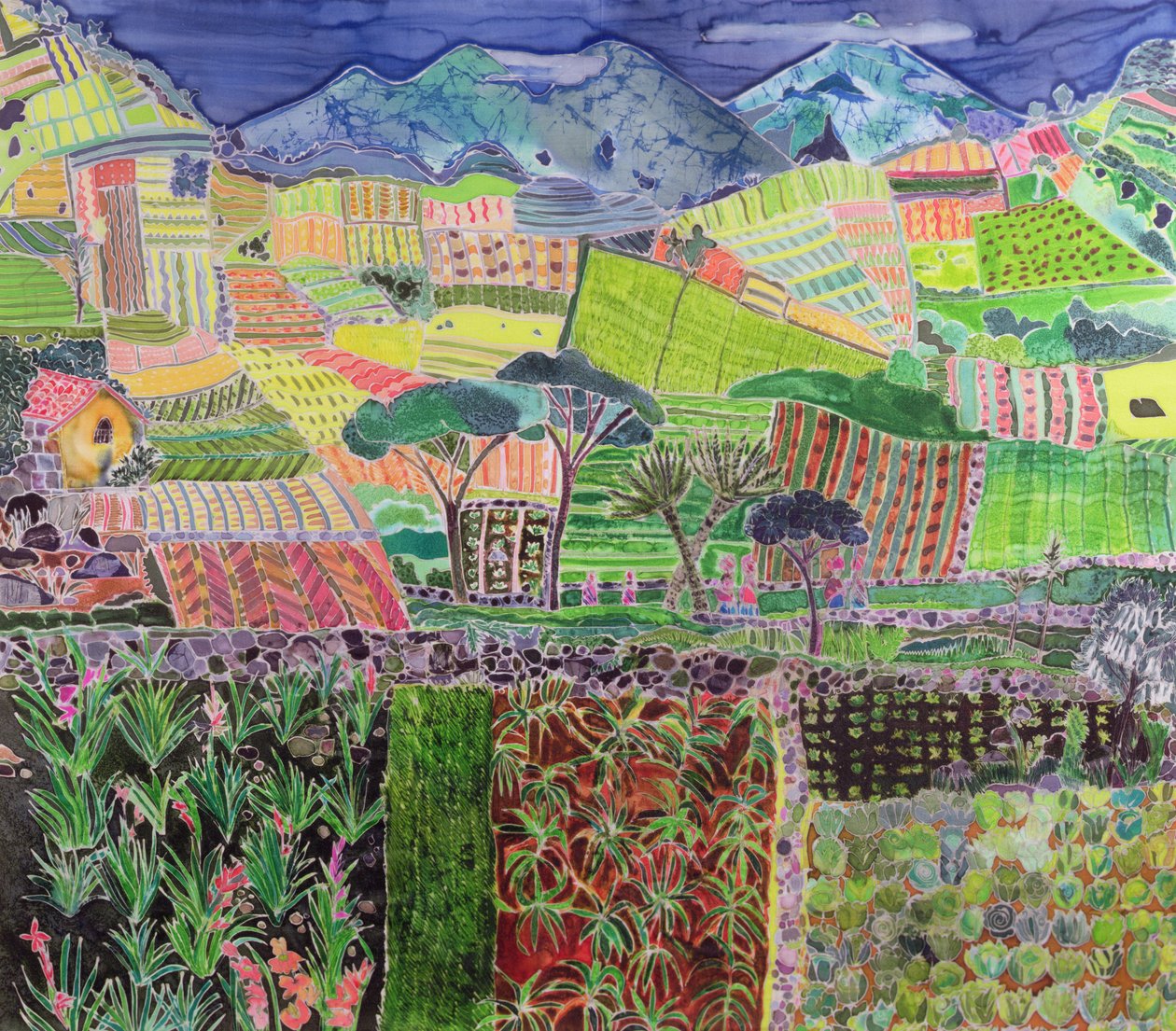 Cabbages and Lillies Revisited, Guatemala, 2006 (värit silkillä) tekijältä Hilary Simon