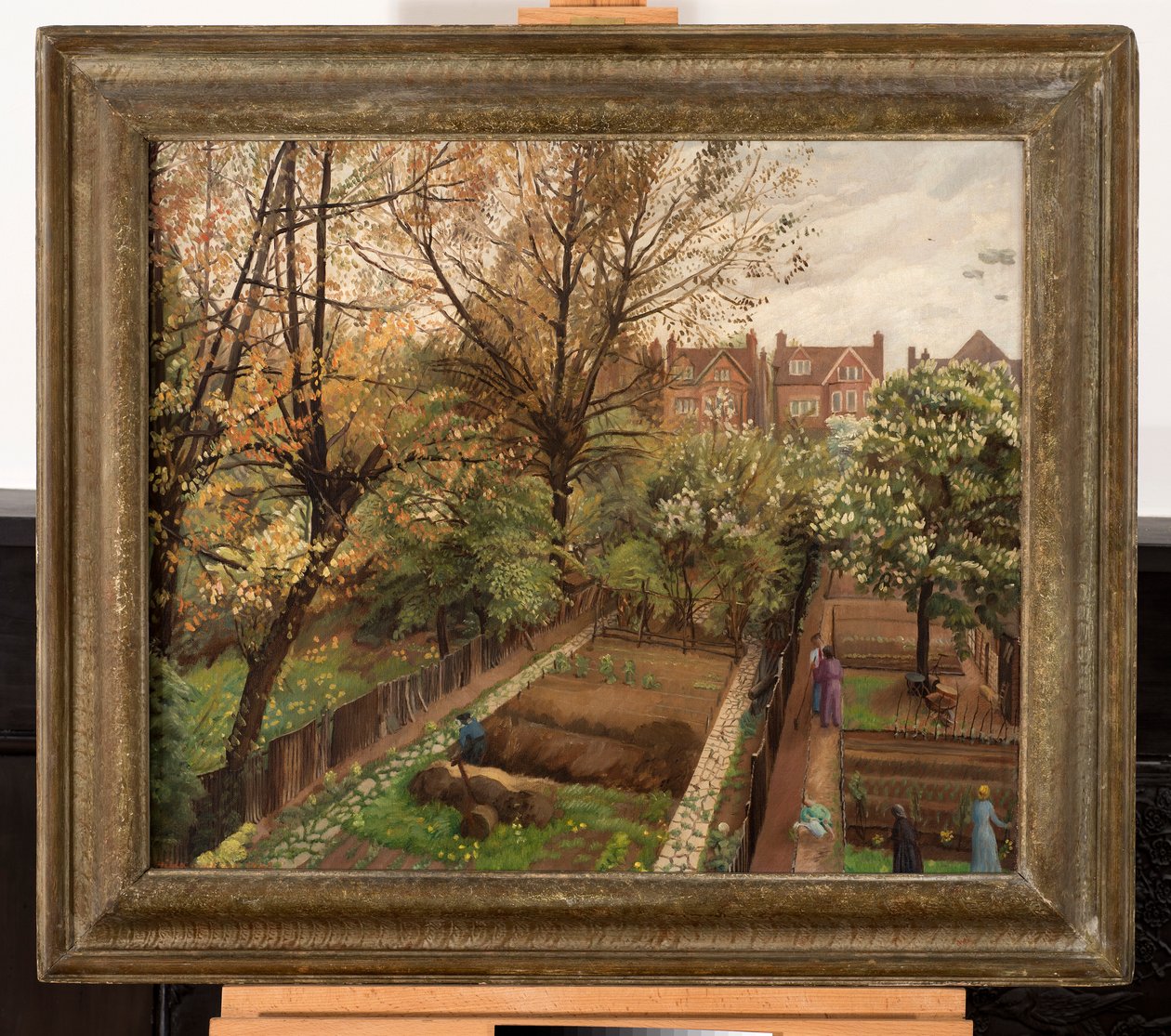 Wartime Garden, Finchley Road, Hampstead (öljy kankaalle) tekijältä Hilda Carline