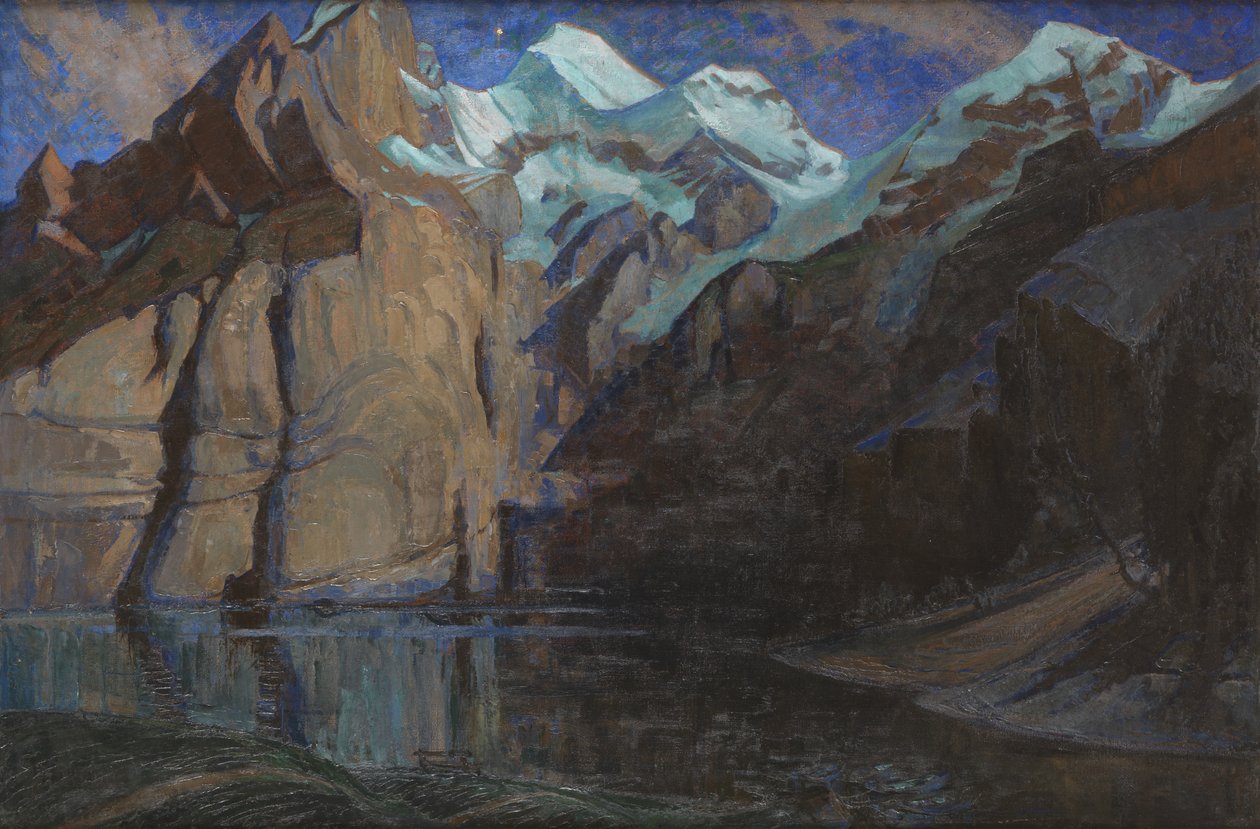 Nocturne des Alpes (öljy kankaalle) tekijältä Hilda Marion Hechle