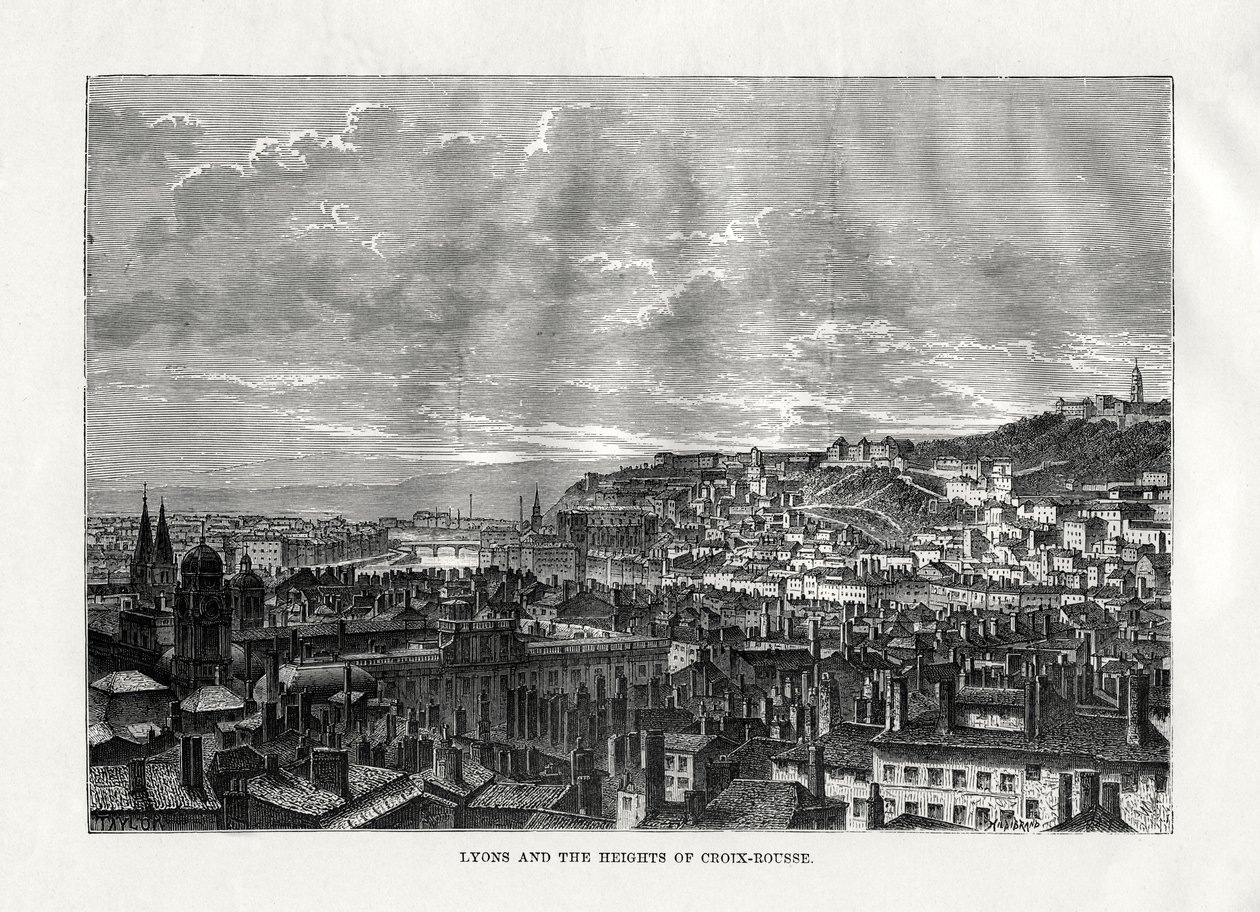 Lyon ja Croix-Roussen vuoret, Ranska, 1879 tekijältä Hildibrand