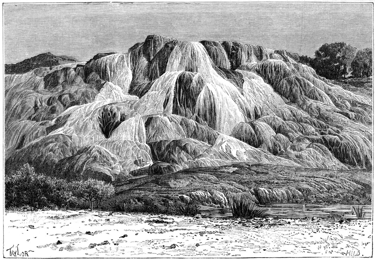 Hammam el Meskoutinen kivettynyt kaskadi, Algeria, n. 1890. tekijältä Hildibrand