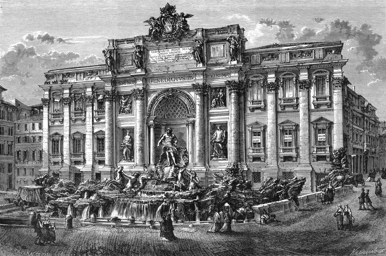 Trevin suihkulähde, Italia, 1800-luku. tekijältä Hildibrand
