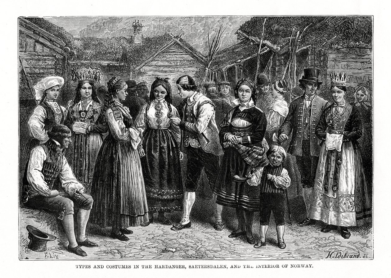 Tyypit ja puvut Norjassa, 1879. tekijältä Hildibrand