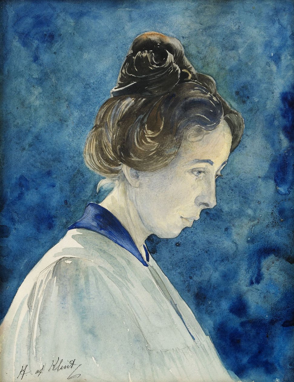 Omakuva, n. 1890 (akvarelli paperille) tekijältä Hilma af Klint