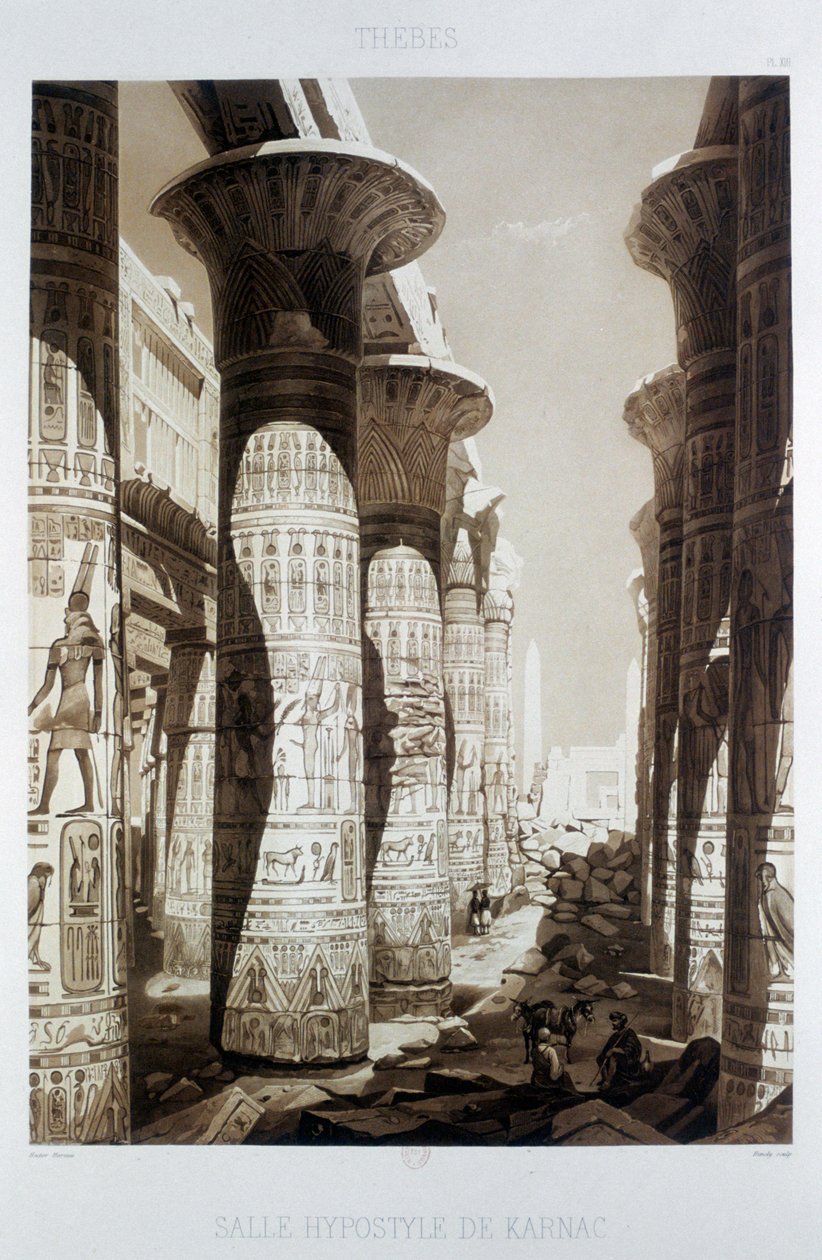 "Hypostyle Hall, Thebes, Karnak", Egypti, 1841 tekijältä Himely