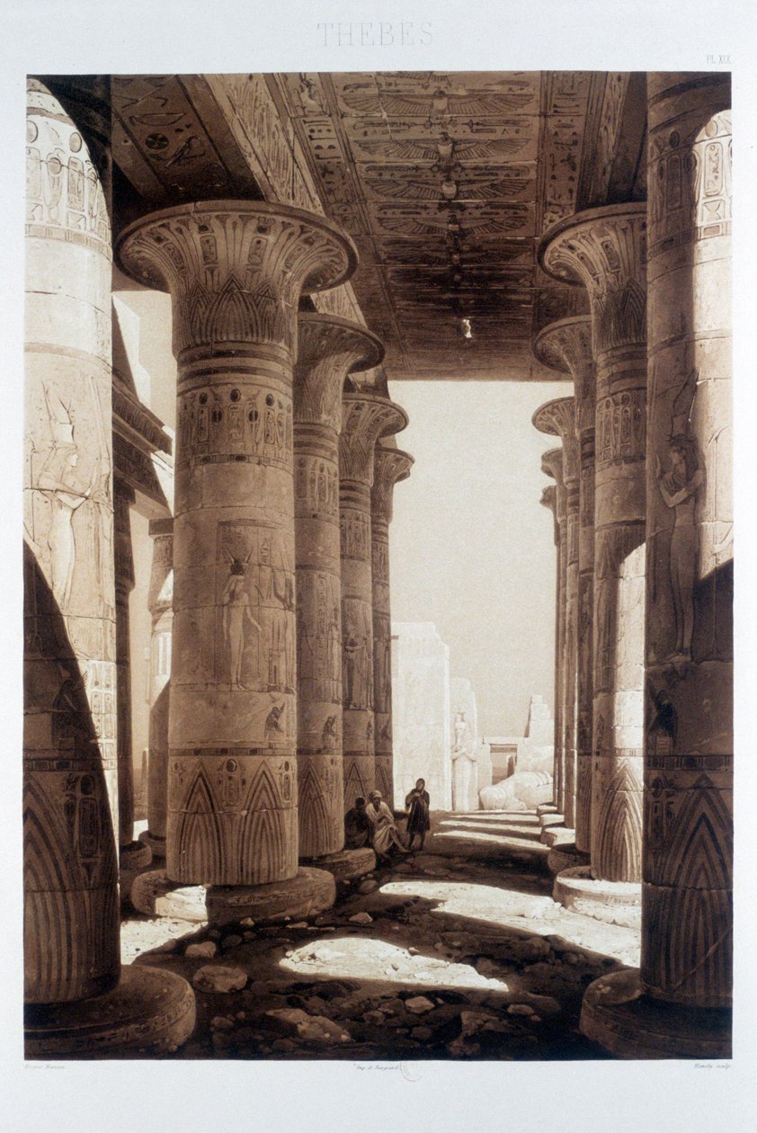 "Hypostyle Hall of the Ramesseum, Thebes", Egypti, 1841 tekijältä Himely
