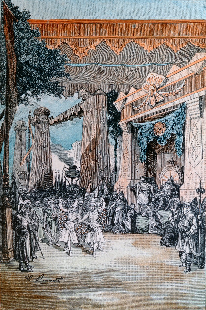 Kuvitus Jules Vernen (1828-1905) "Michel Strogoffista" (värikaiverrus) tekijältä Hippolyte Leon Benett