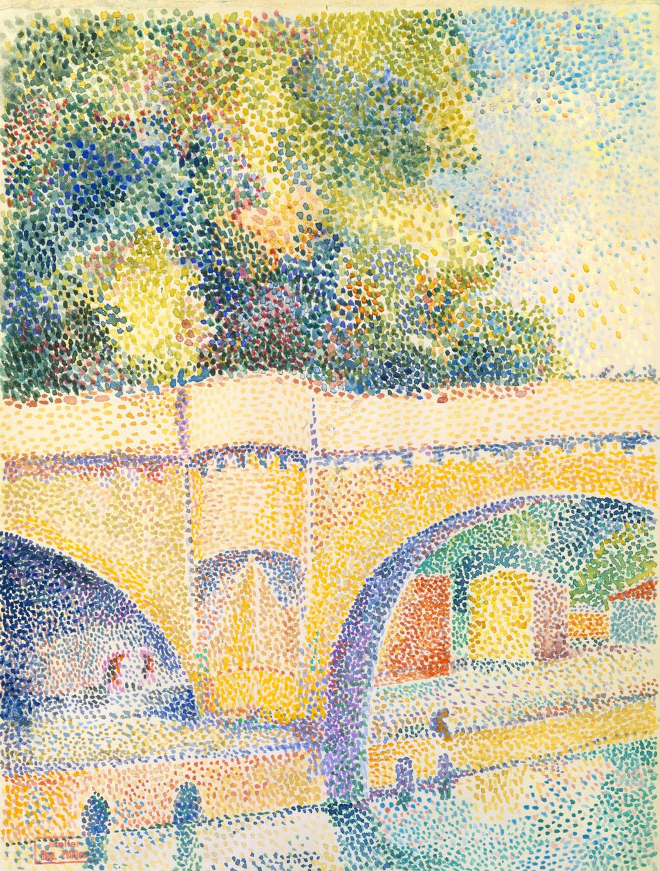 Le Pont Neuf, n. 1912-1914 (wc ja guassi paperilla) tekijältä Hippolyte Petitjean
