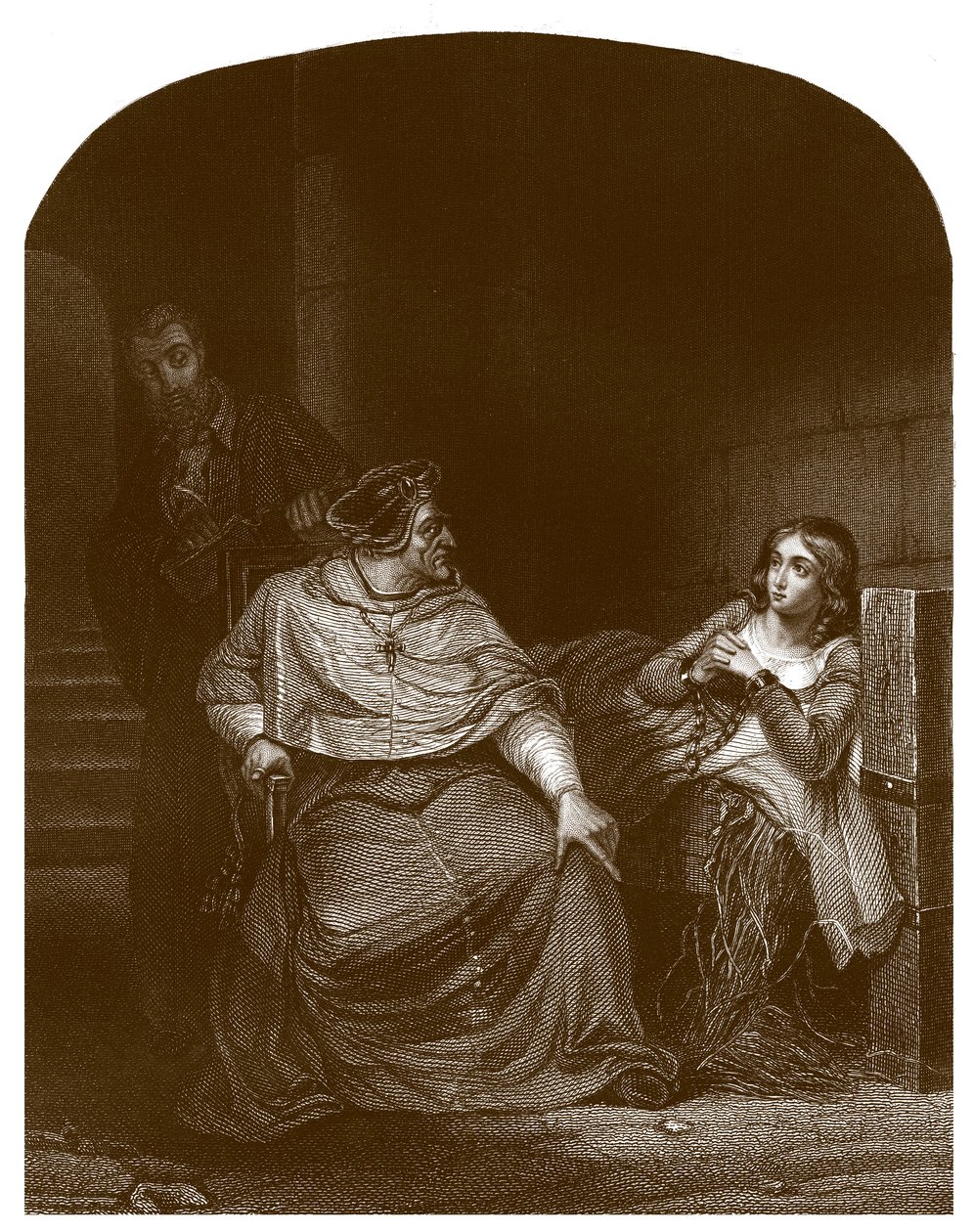Winchesterin piispa kuulustelee Jeanne of Arcia tekijältä Hippolyte Delaroche